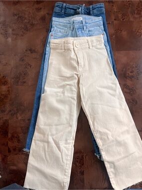 Zara Girls Cream Straight-Leg Jeans